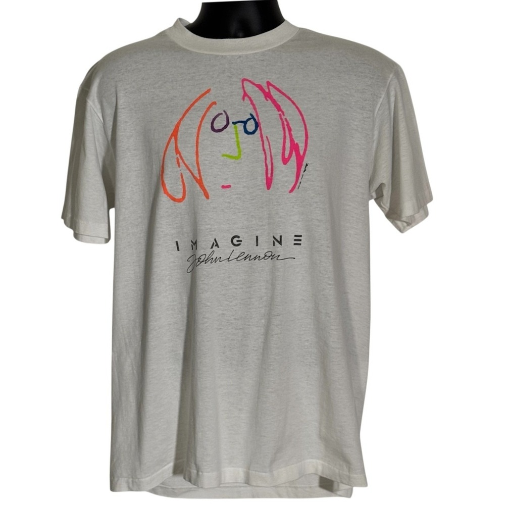 Vintage 80s John Lennon Imagine T Shirt Hanes Fifty-Fifty Single Stitch Large